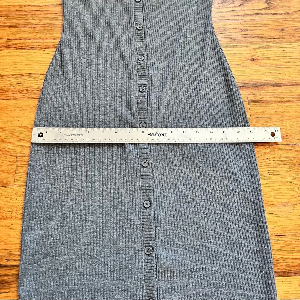 Bar III Gray Ribbed Midi Button UP Dress Y2K Minimalist Casual S/M - Picture 5 of 9
